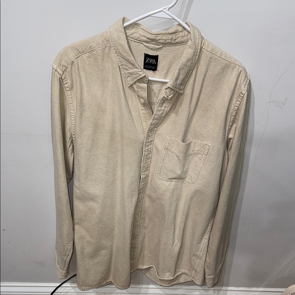 Zara Cream Casual Button Down Shirt